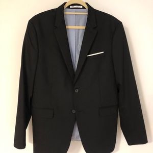 Zara Suit Jacket, black with blue pinstripe lining, size 44 regular